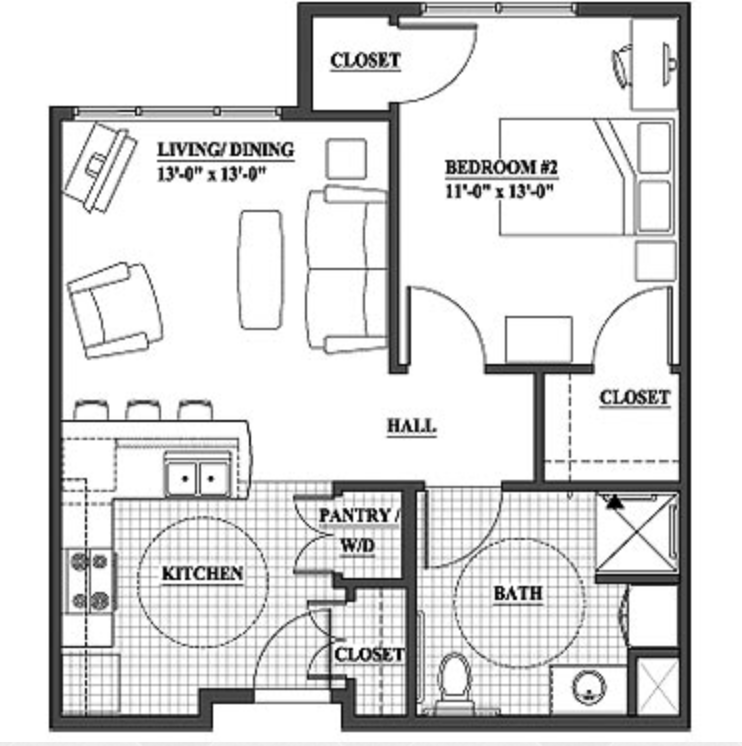 Schematic of an apartment layout.